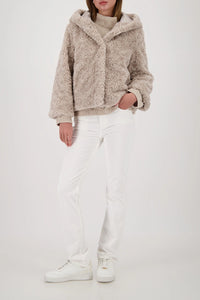 Monari Fake Fur Jacket With Hood in Lattemacchiato 809273