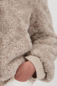 Monari Fake Fur Jacket With Hood in Lattemacchiato 809273