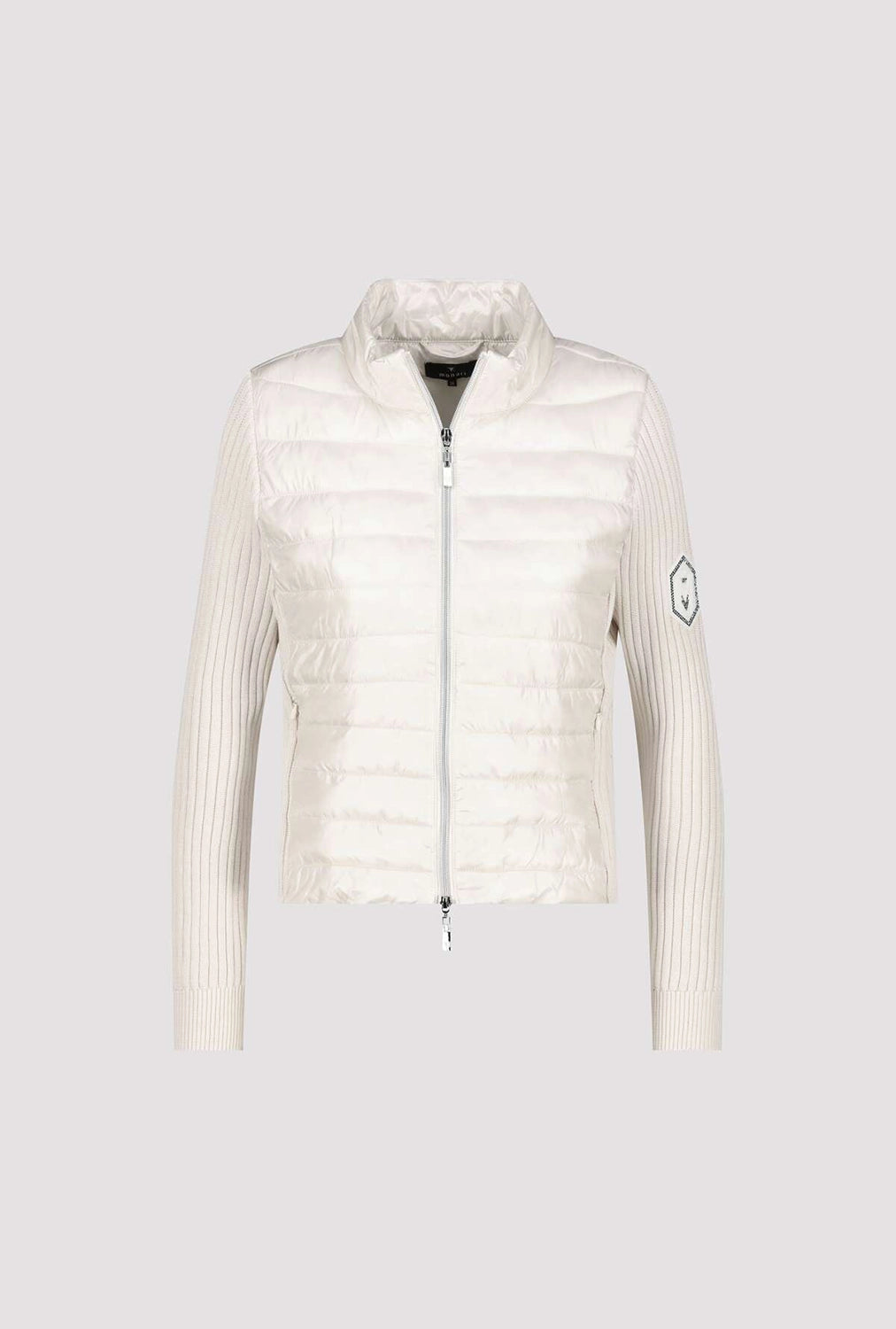 Monari Quilted Jacket With Knitted Sleeves in Almond 809294