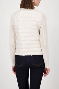 Monari Quilted Jacket With Knitted Sleeves in Almond 809294