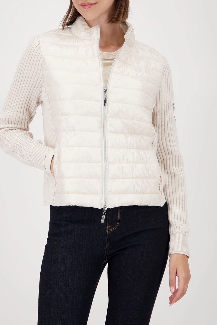 Monari Quilted Jacket With Knitted Sleeves in Almond 809294