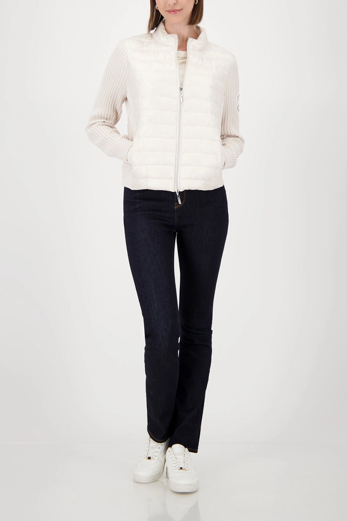 Monari Quilted Jacket With Knitted Sleeves in Almond 809294