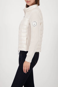 Monari Quilted Jacket With Knitted Sleeves in Almond 809294
