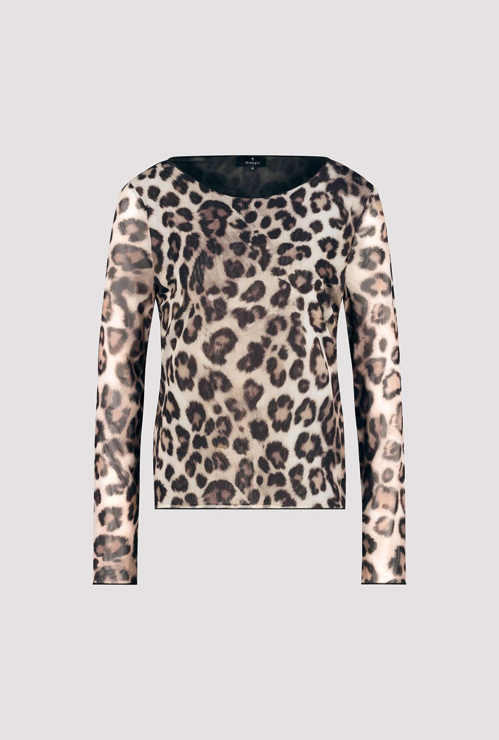Monari Long-Sleeve Mesh Shirt With Leopard Print in Black  Pattern 809324
