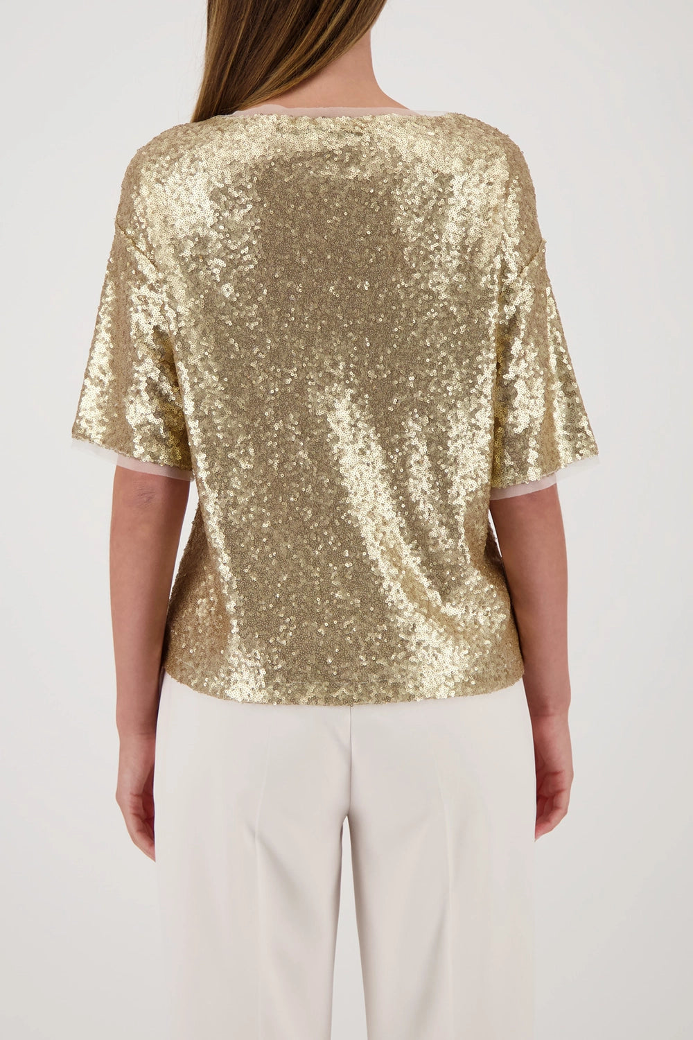 Monari Sequin Shirt in Almond 809404