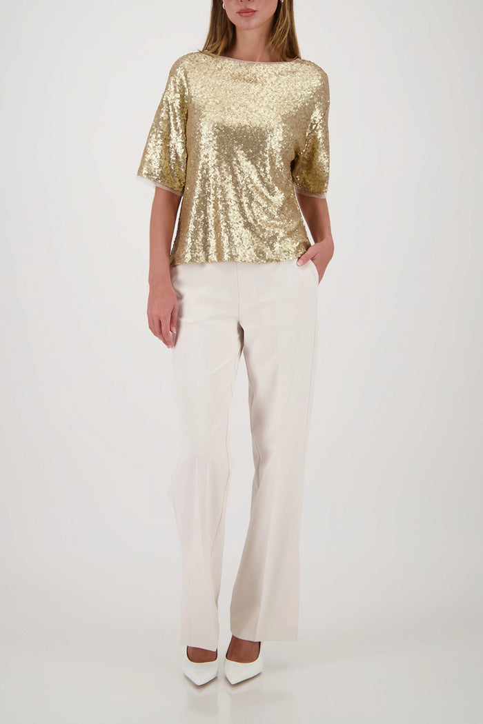 Monari Sequin Shirt in Almond 809404