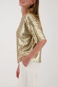Monari Sequin Shirt in Almond 809404
