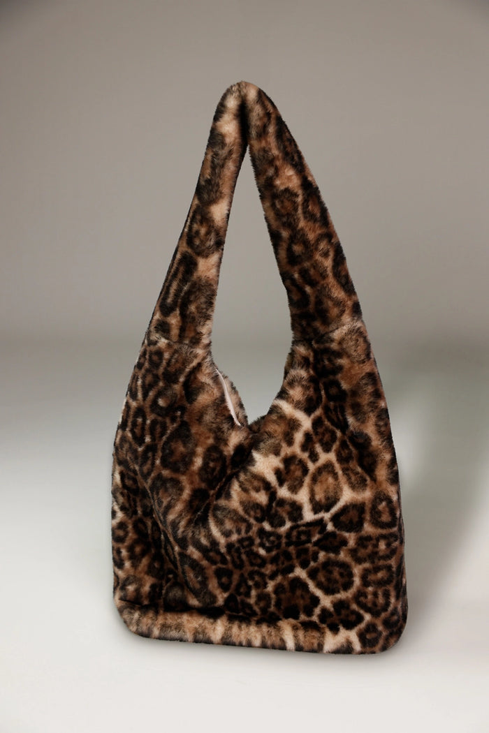 Monari Fluffy Bag With Leopard Pattern in Brownie Pattern 809418