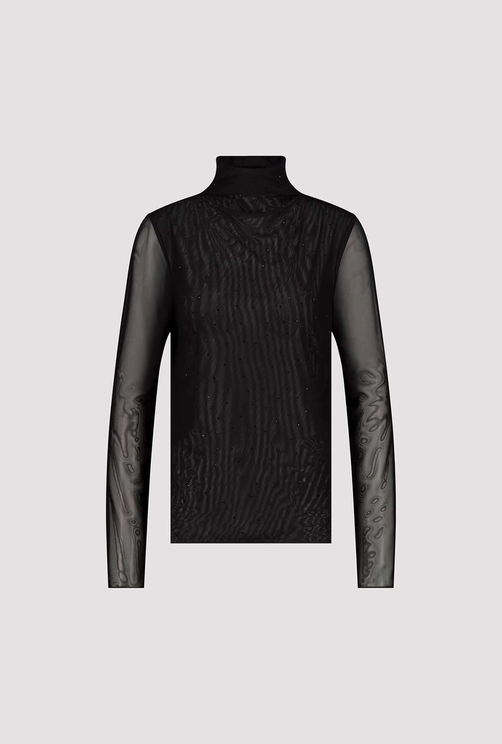 Monari Long-Sleeved Mesh Shirt With Rhinestones in Black 809429