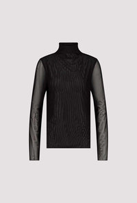 Monari Long-Sleeved Mesh Shirt With Rhinestones in Black 809429