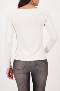 Monari Basic Shirt With Glossy Seam in Almond 809436