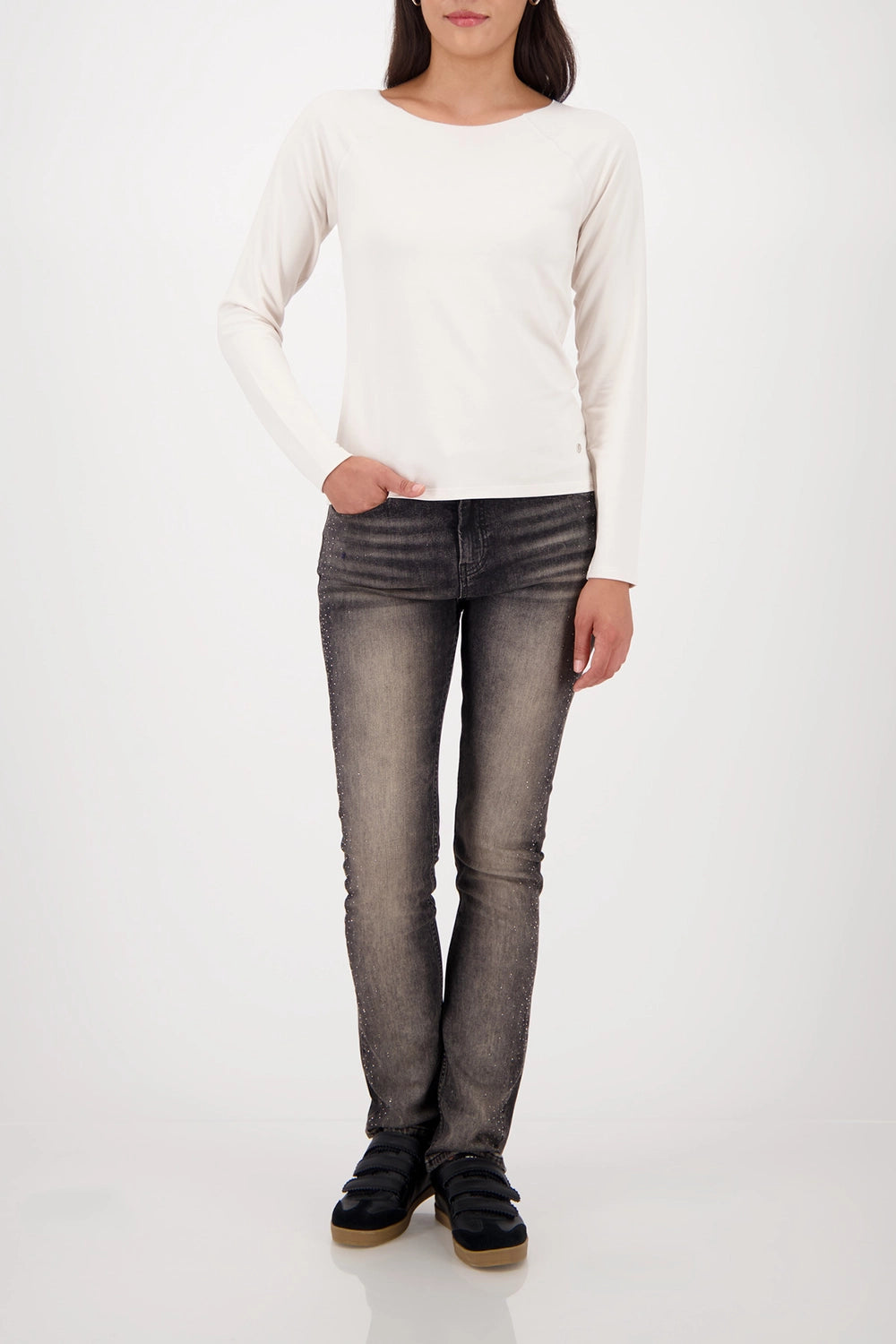 Monari Basic Shirt With Glossy Seam in Almond 809436