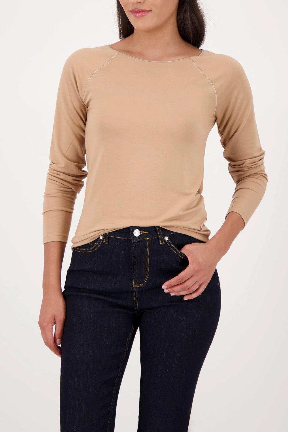 Monari Basic Shirt With Glossy Seam in Cognac 809436
