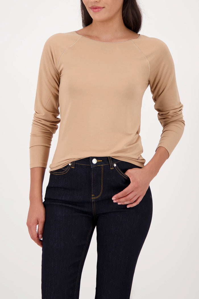 Monari Basic Shirt With Glossy Seam in Cognac 809436