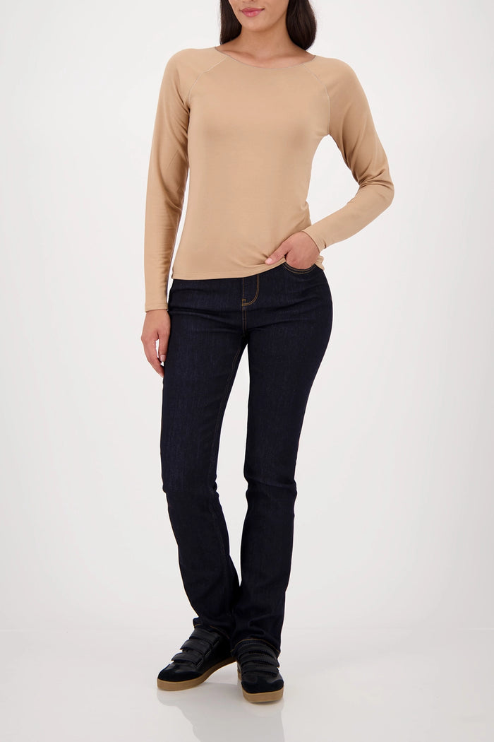 Monari Basic Shirt With Glossy Seam in Cognac 809436