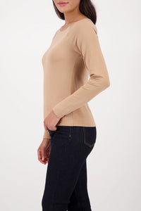 Monari Basic Shirt With Glossy Seam in Cognac 809436