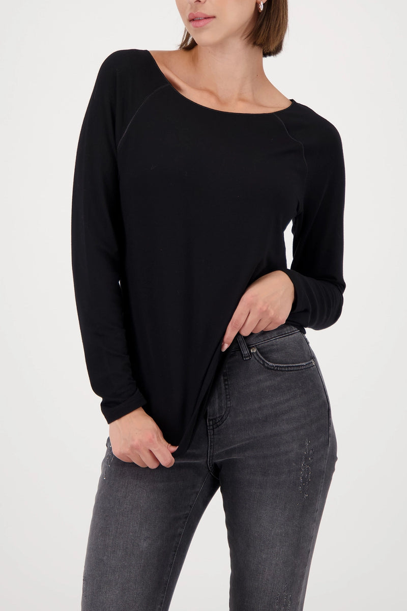 Monari Basic Shirt With Glossy Seam in Black 809436