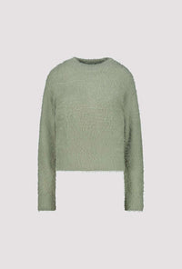 Monari Fluffy Sweater With Cut-Out in Sage 809458