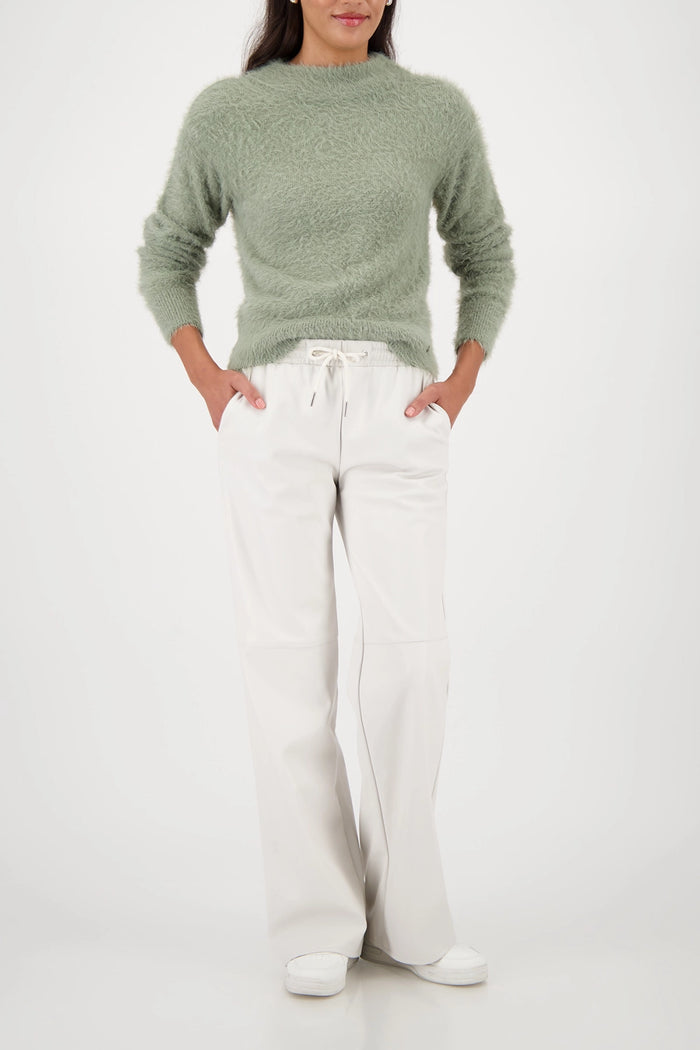 Monari Fluffy Sweater With Cut-Out in Sage 809458