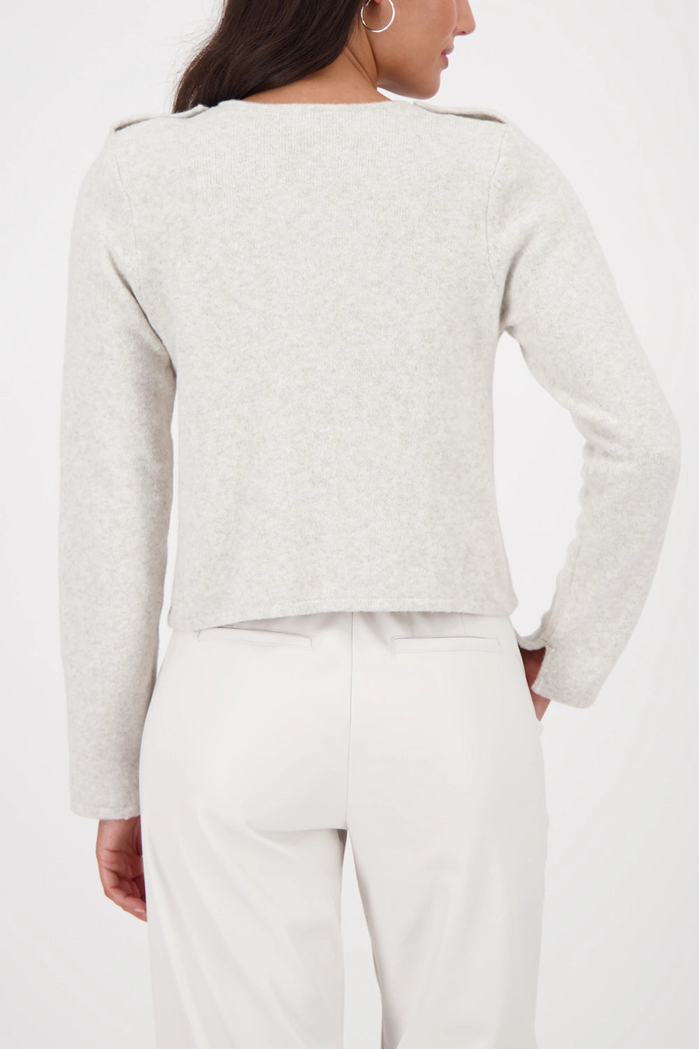 Monari Cardigan With Pockets in Pearl Melange 809466