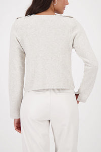 Monari Cardigan With Pockets in Pearl Melange 809466