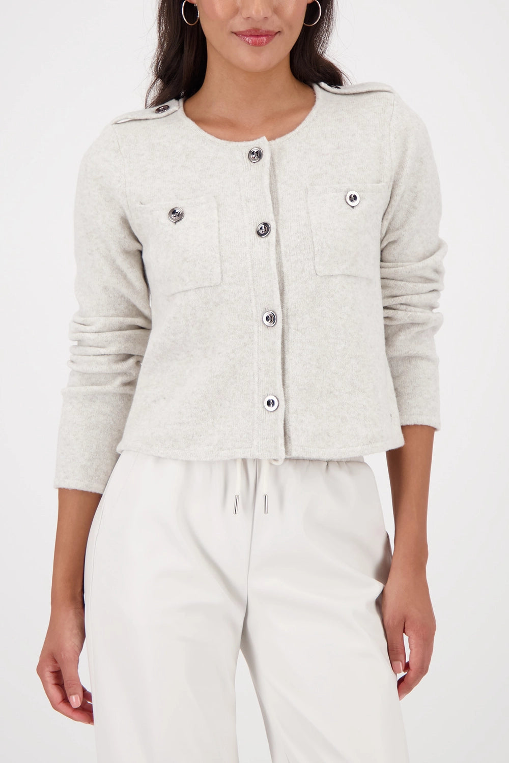 Monari Cardigan With Pockets in Pearl Melange 809466