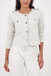Monari Cardigan With Pockets in Pearl Melange 809466