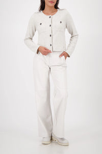 Monari Cardigan With Pockets in Pearl Melange 809466