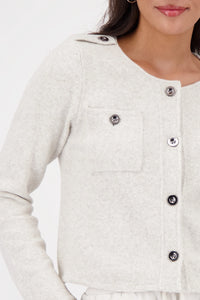 Monari Cardigan With Pockets in Pearl Melange 809466