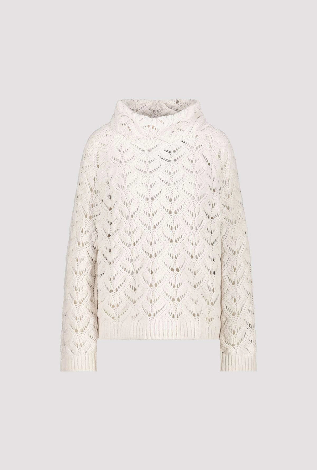 Monari Knitted Sweater With Ajour Pattern in Pearl 809468