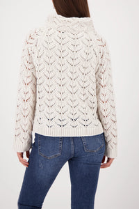 Monari Knitted Sweater With Ajour Pattern in Pearl 809468