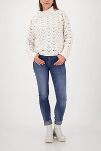 Monari Knitted Sweater With Ajour Pattern in Pearl 809468