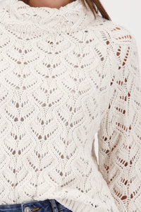 Monari Knitted Sweater With Ajour Pattern in Pearl 809468