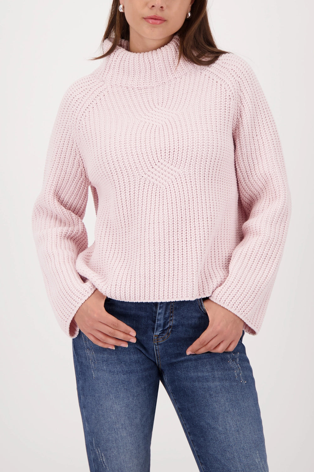 Monari Knitted Jumper Made Of Chenille Yarn in Light Rose 809473