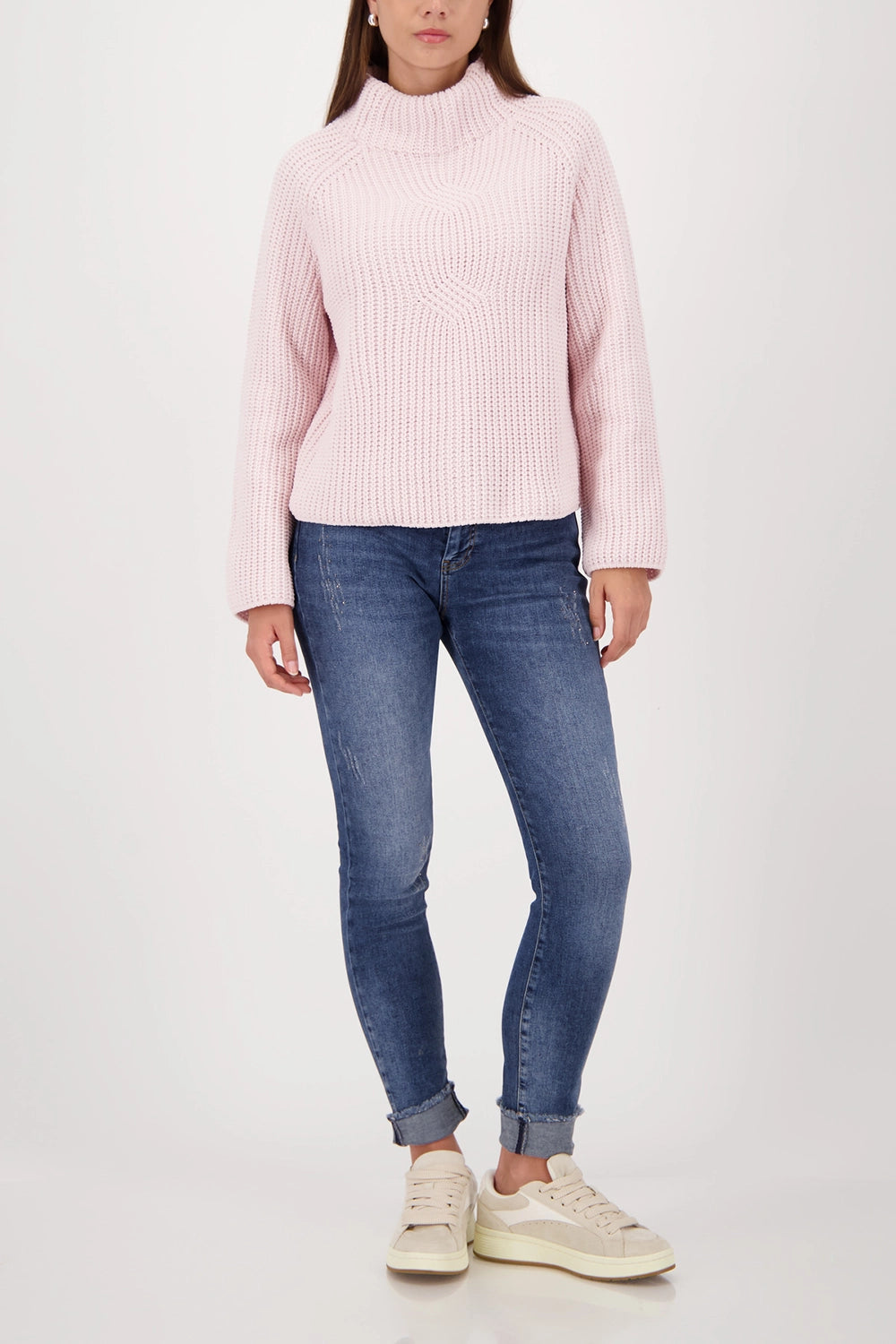 Monari Knitted Jumper Made Of Chenille Yarn in Light Rose 809473
