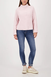 Monari Knitted Jumper Made Of Chenille Yarn in Light Rose 809473