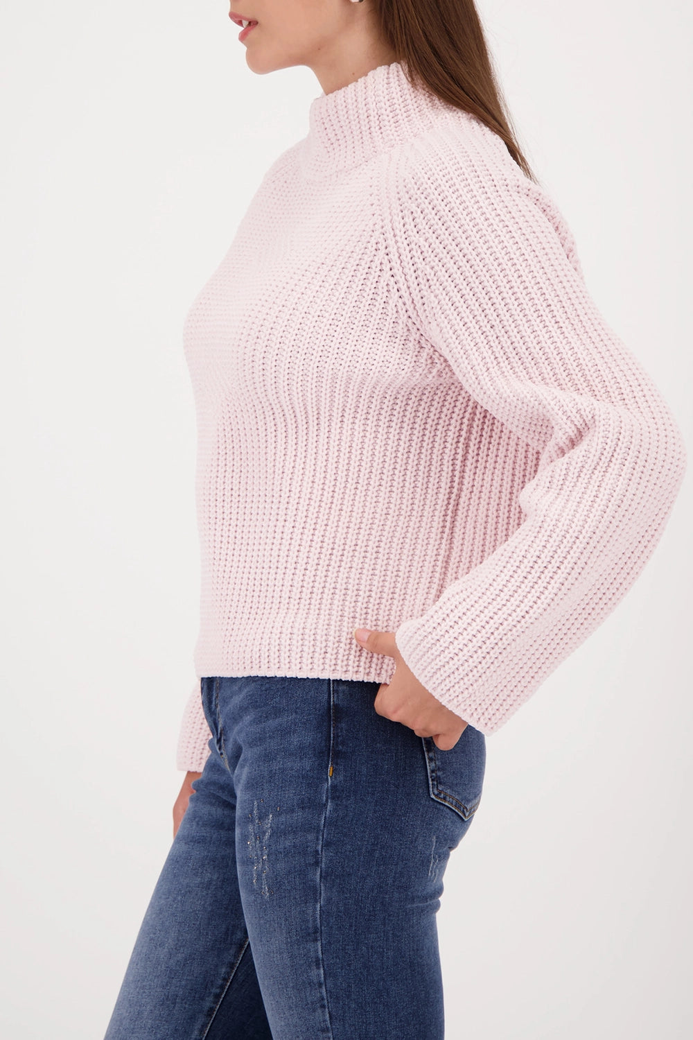 Monari Knitted Jumper Made Of Chenille Yarn in Light Rose 809473