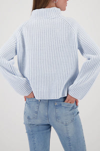 Monari Knitted Jumper Made Of Chenille Yarn in Ice Blue 809473