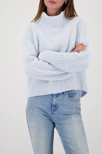 Monari Knitted Jumper Made Of Chenille Yarn in Ice Blue 809473
