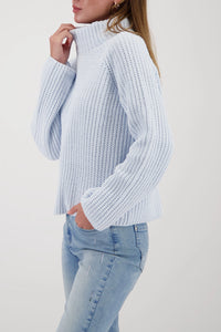 Monari Knitted Jumper Made Of Chenille Yarn in Ice Blue 809473