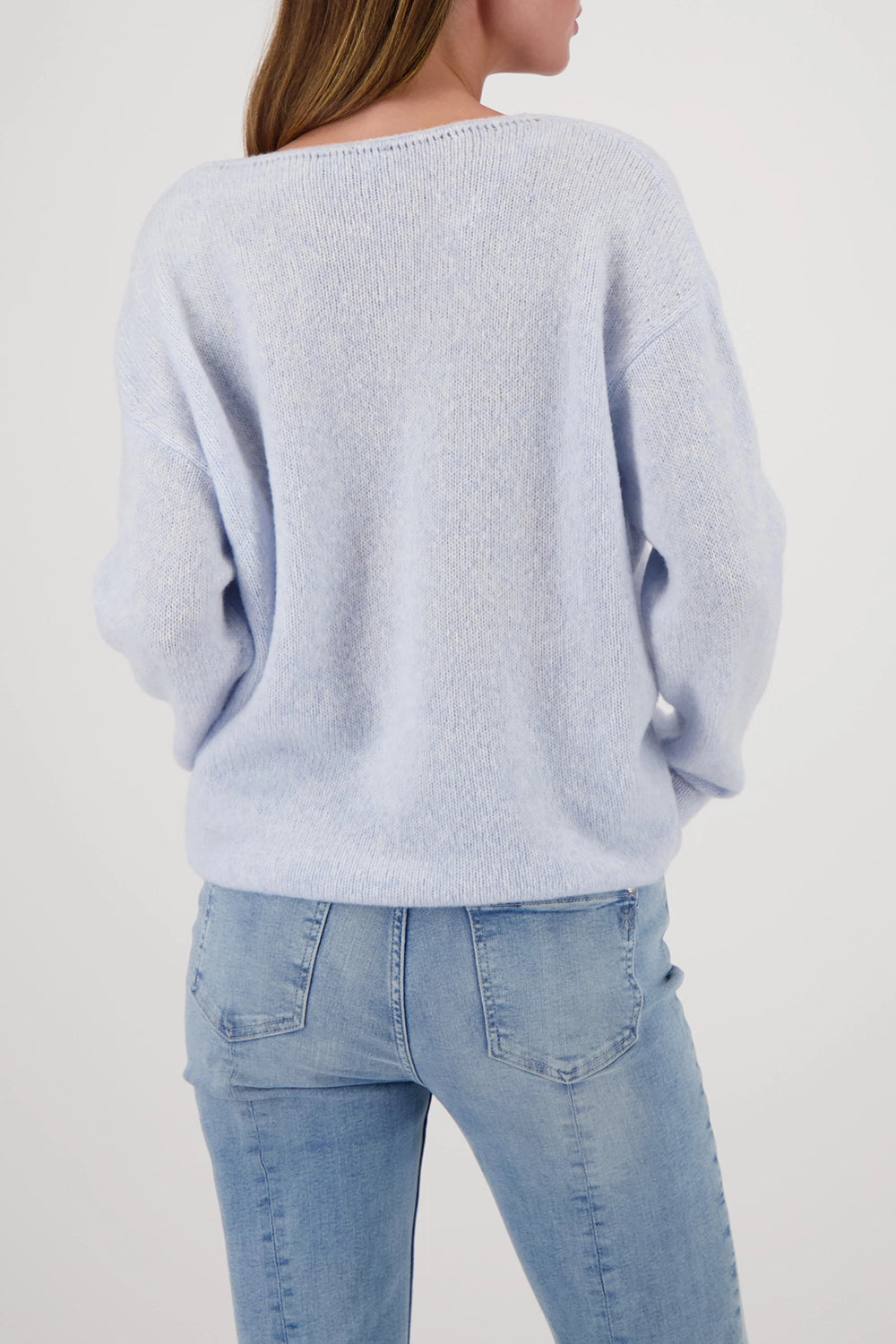 Monari Fluffy Knitted Sweater in Ice Blue 809484
