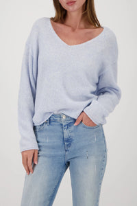 Monari Fluffy Knitted Sweater in Ice Blue 809484