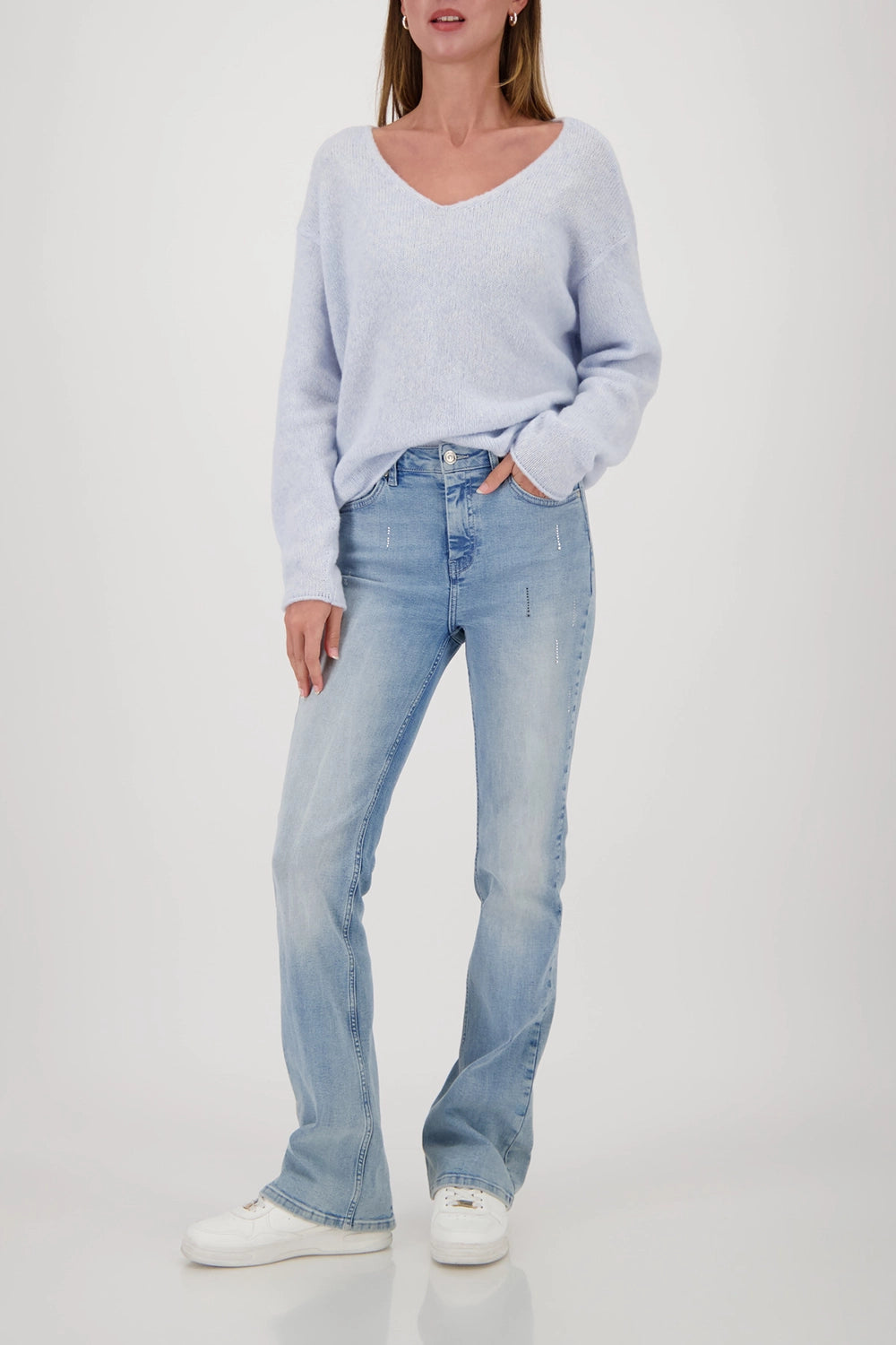 Monari Fluffy Knitted Sweater in Ice Blue 809484