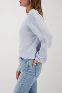 Monari Fluffy Knitted Sweater in Ice Blue 809484