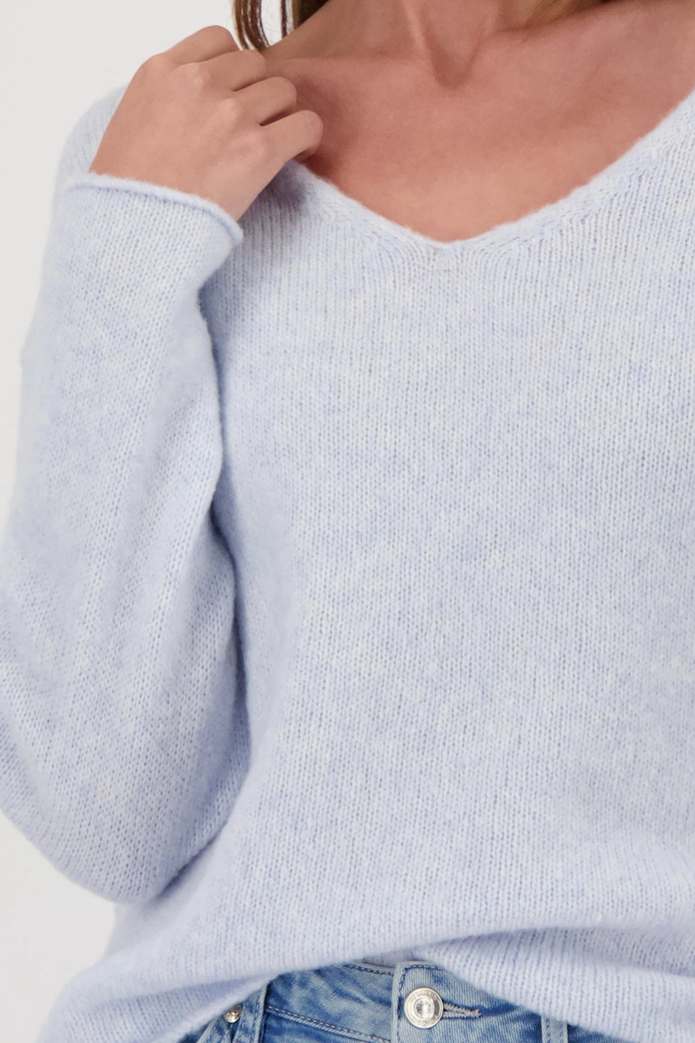 Monari Fluffy Knitted Sweater in Ice Blue 809484