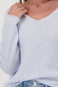 Monari Fluffy Knitted Sweater in Ice Blue 809484