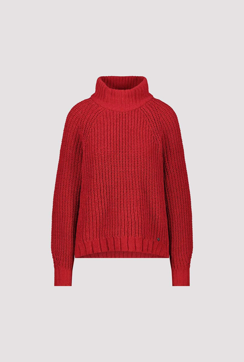 Monari Knitted Jumper With Stand-Up Collar in Chimney Red 809489
