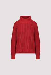 Monari Knitted Jumper With Stand-Up Collar in Chimney Red 809489