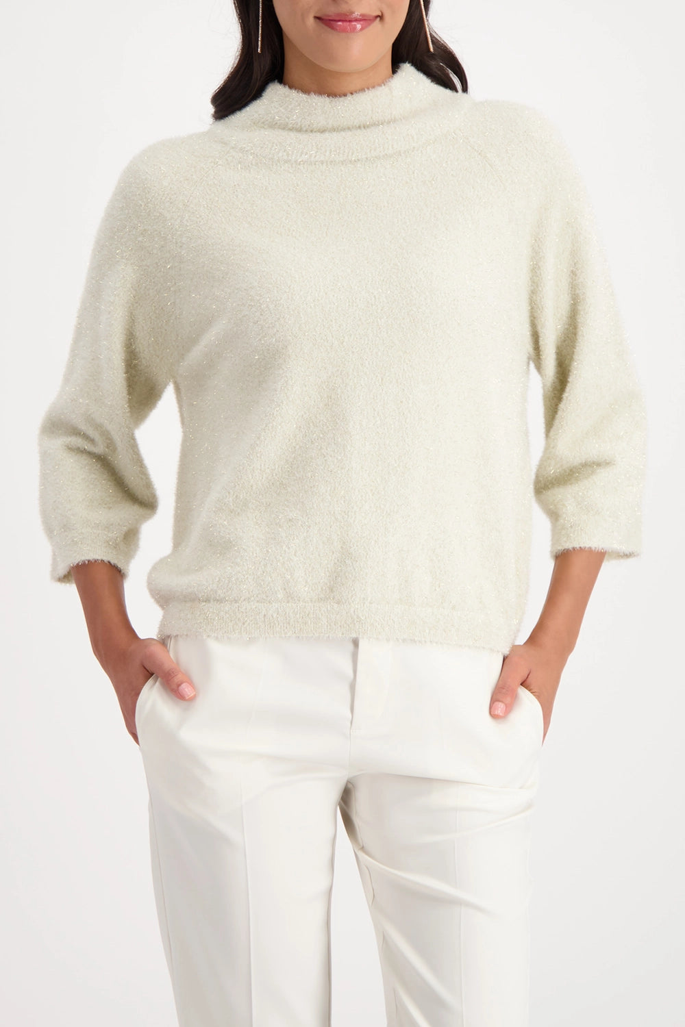 Monari Fluffy Sweater With Lurex in Almond 809495