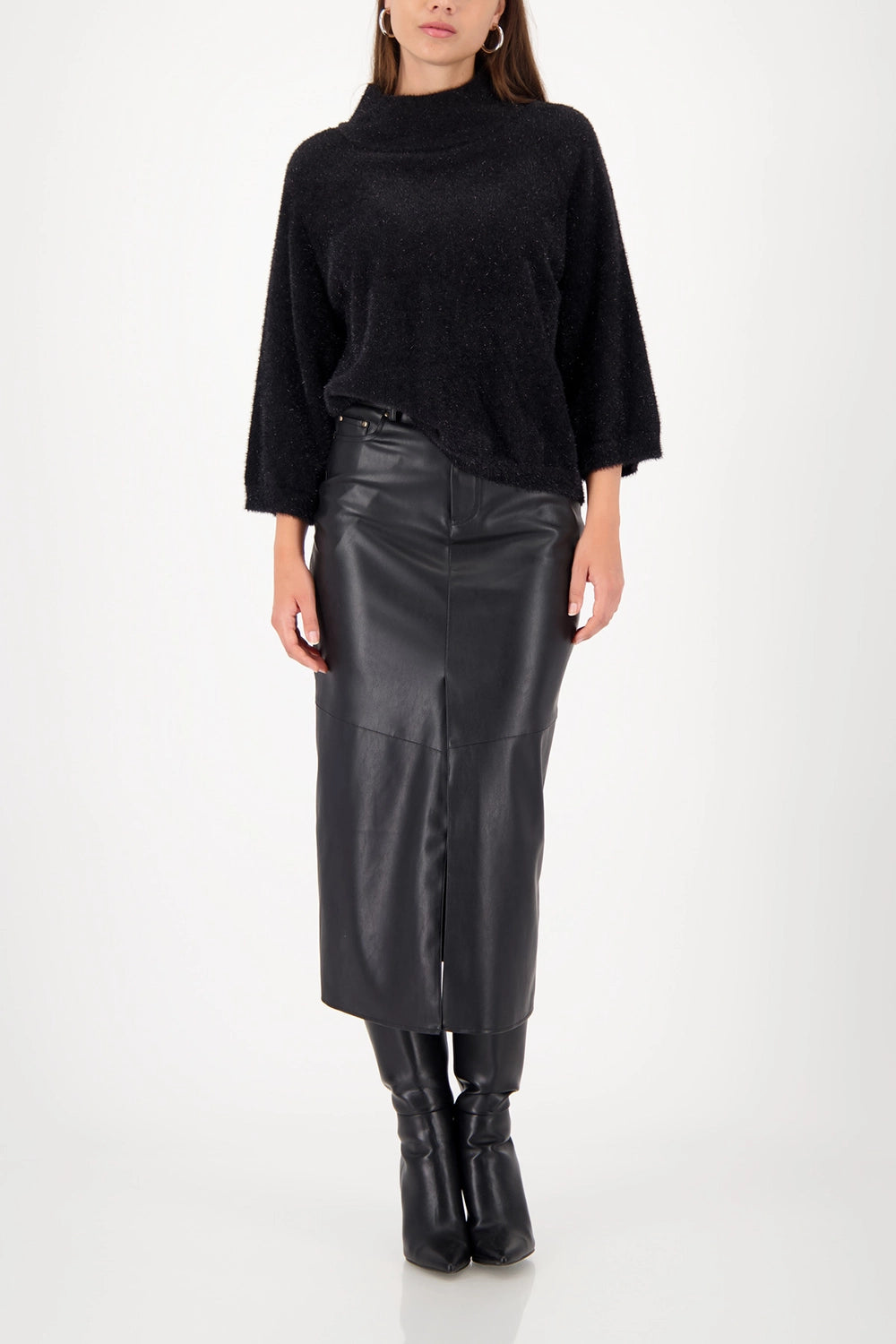 Monari Fluffy Sweater With Lurex in Black 809495